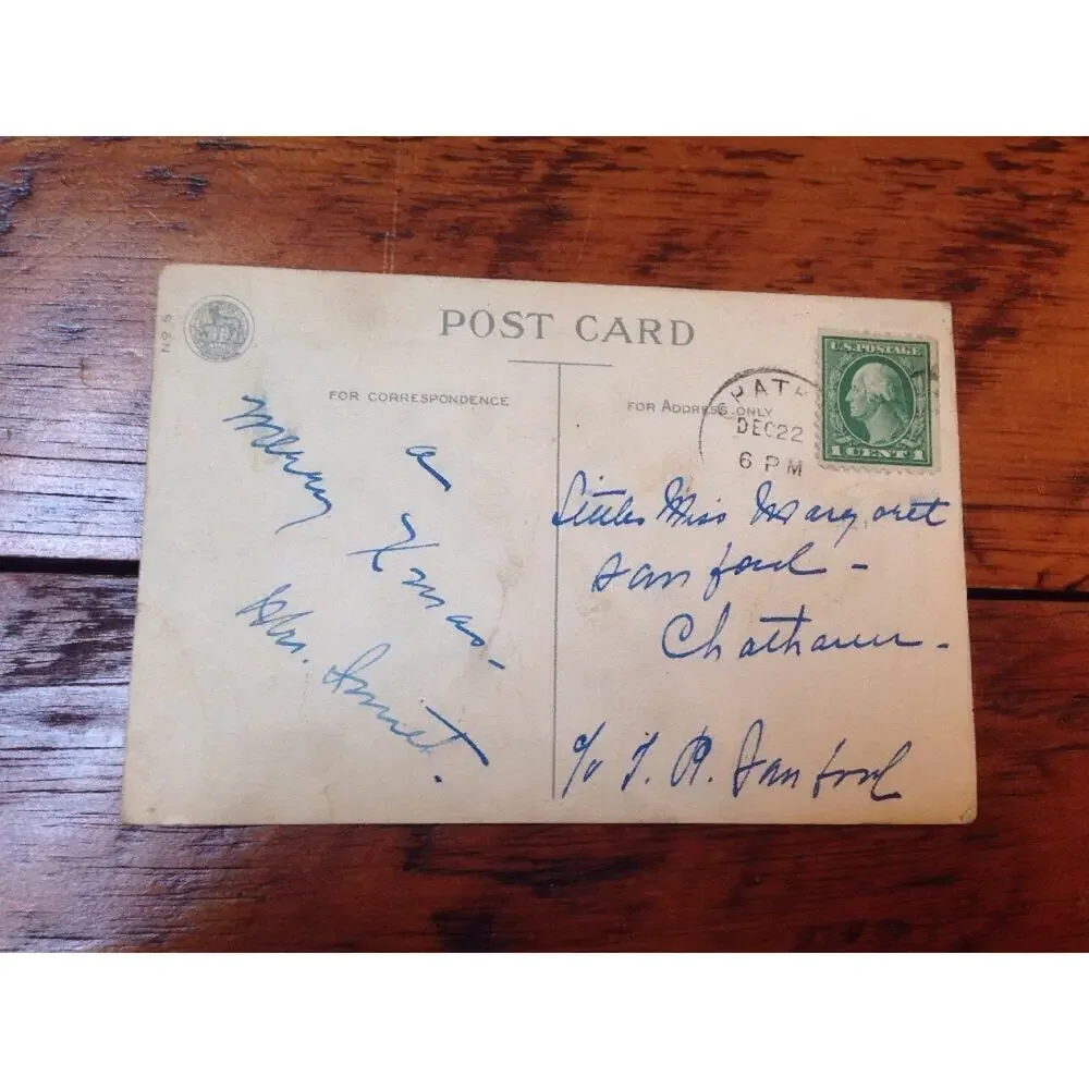 Vintage 1910s Best Wishes at Christmas Color Chatham Virginia Posted Postcard
